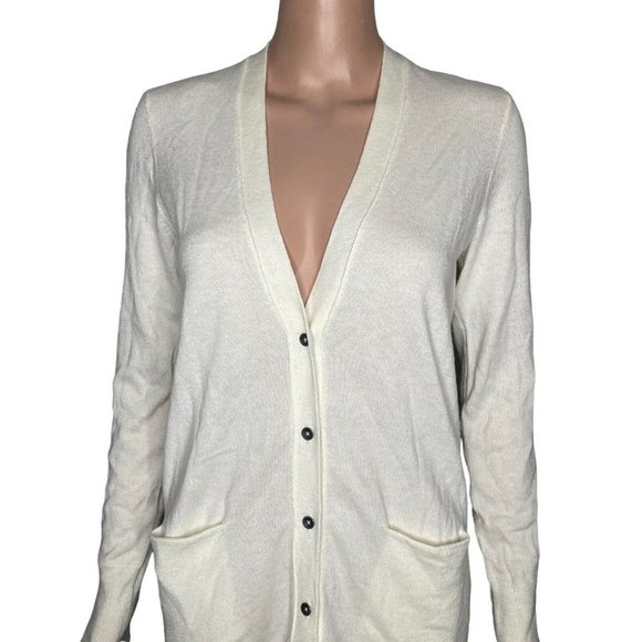 Gap Cardigan Sweater Womens XS Merino Wool Ivory Vneck - Picture 5 of 9